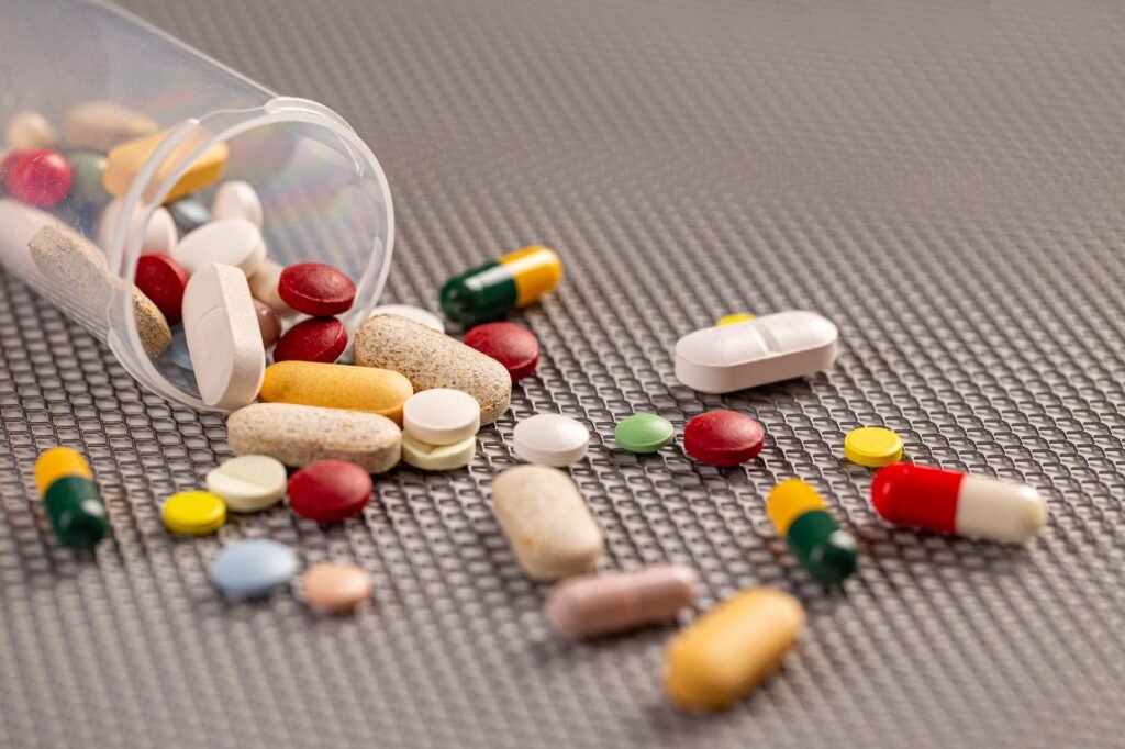 Pills spilled out of the can